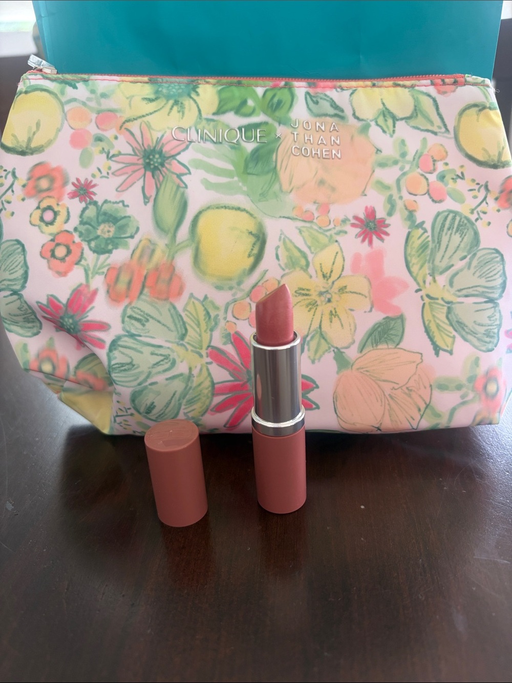Clinique Longwear Lipstick in 02 Bare Pop with Floral Pouch
